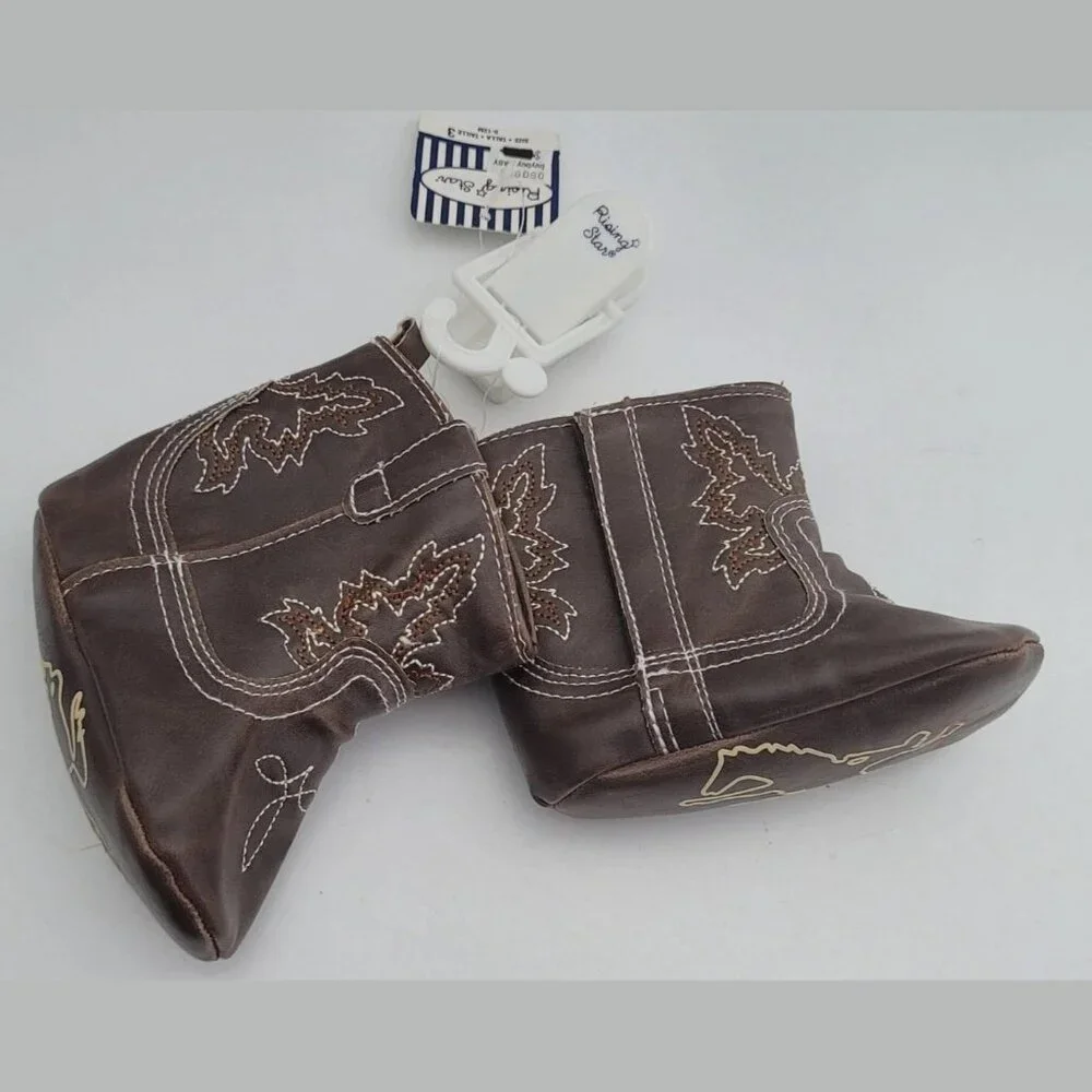 Western Boots Rising Star 9-12 month Shoes NEW Cowboy Shoes Brown‎ Soft Booties